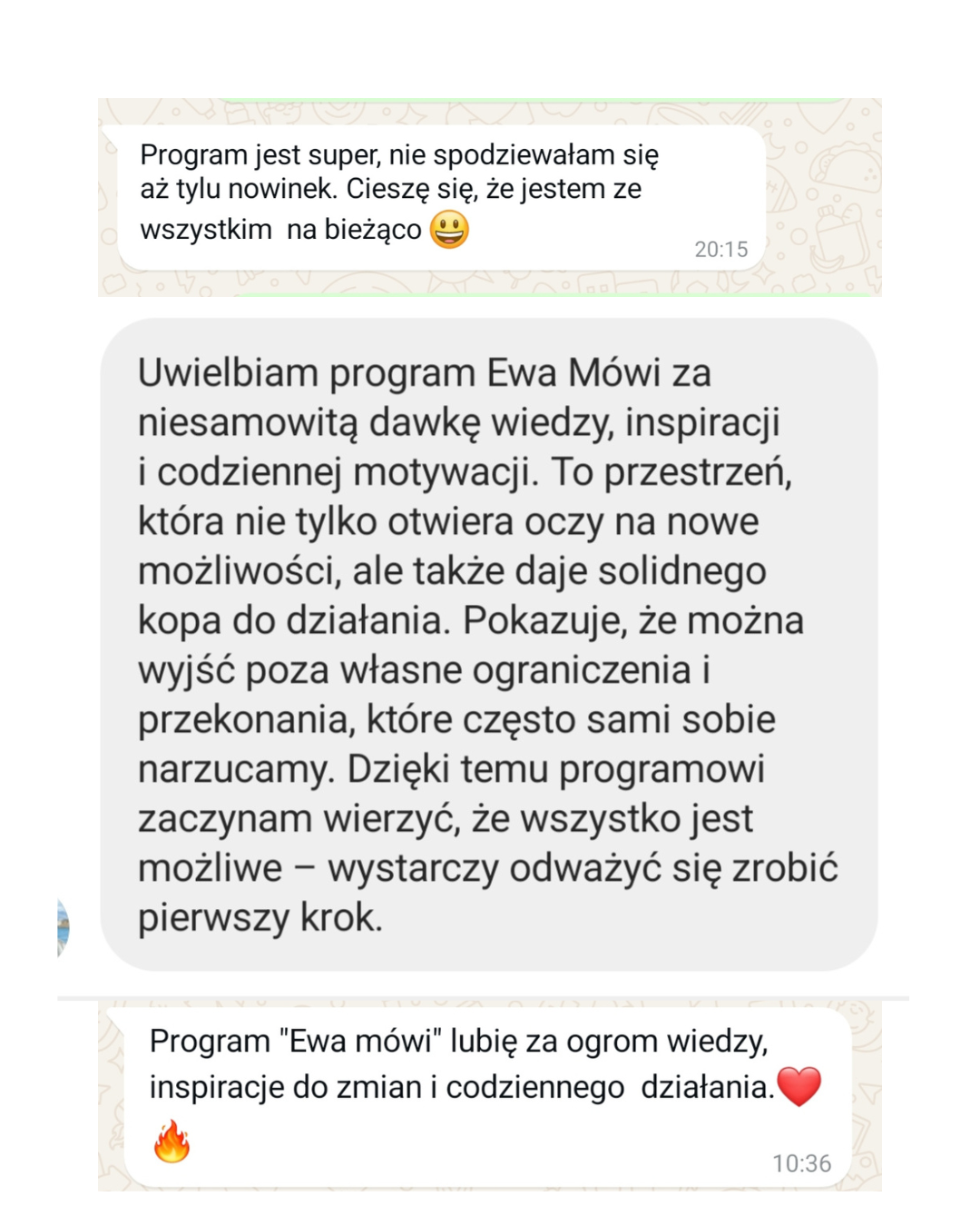 Opinie klientów o programie. Przykładowa opinia: Program jest super, nie spodziewałam się aż tylu nowinek. Cieszę się, że jestem na bieżąco.