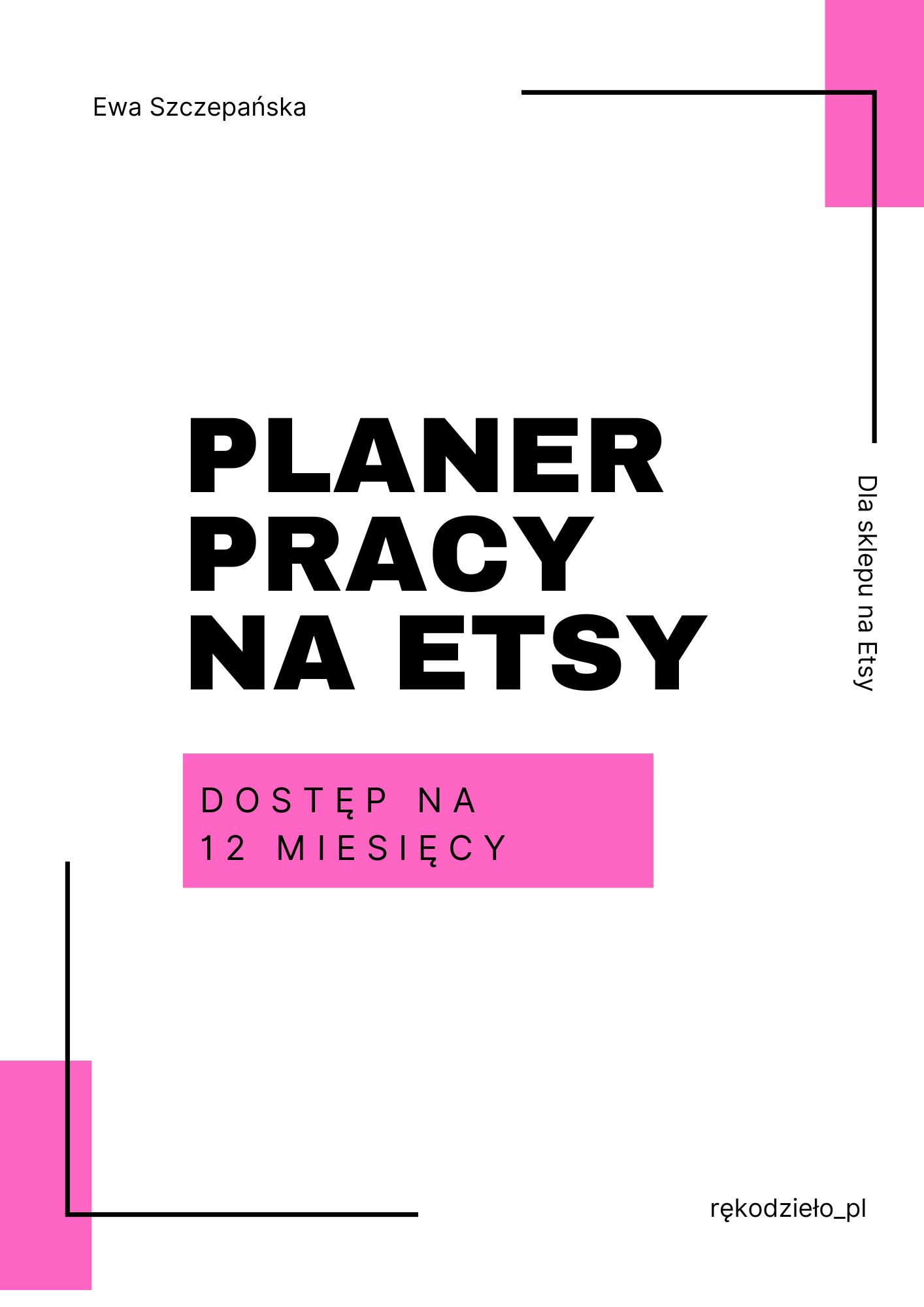 Okładka planera pracy na Etsy