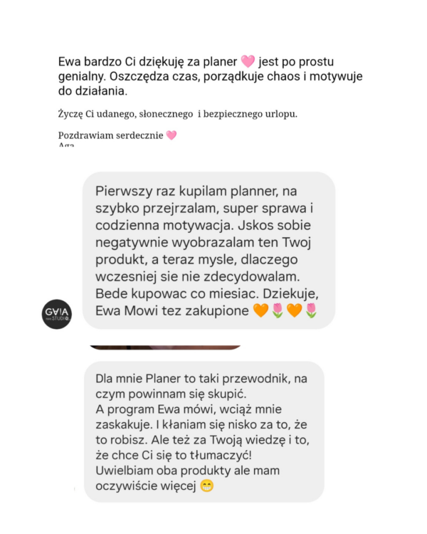 Opinie zadowolonych klientek o planerze pracy na Etsye