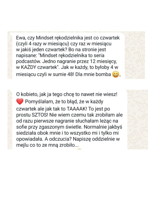 Opinia o podcaście mindset rękodzielnika