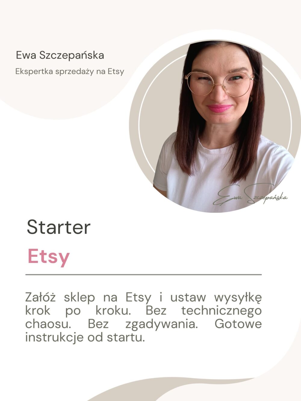 Starter Etsy – kurs online pokazujący krok po kroku, jak założyć sklep na Etsy oraz jak poprawnie ustawić wysyłkę, aby zacząć sprzedawać swoje produkty rękodzielnicze.