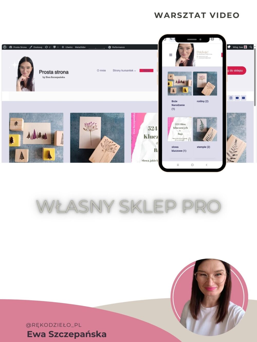 Kurs „Sklep na WordPress WooCommerce – wersja rozbudowana” o tworzeniu rozbudowanego sklepu internetowego z płatnościami, wysyłką paczkomatem i rabatami.