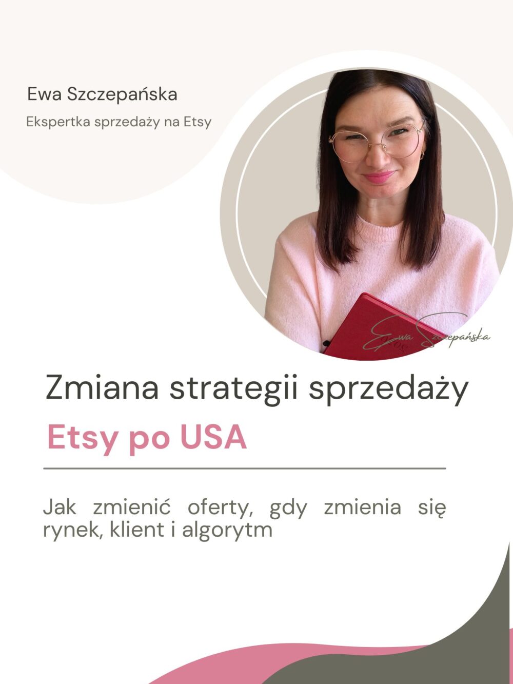 Grafika warsztatu online „USA już nie działa. Co dalej? Strategia sprzedaży na Etsy w Europie” dla sprzedawczyń Etsy, które wcześniej sprzedawały do USA i chcą wejść na rynek europejski.