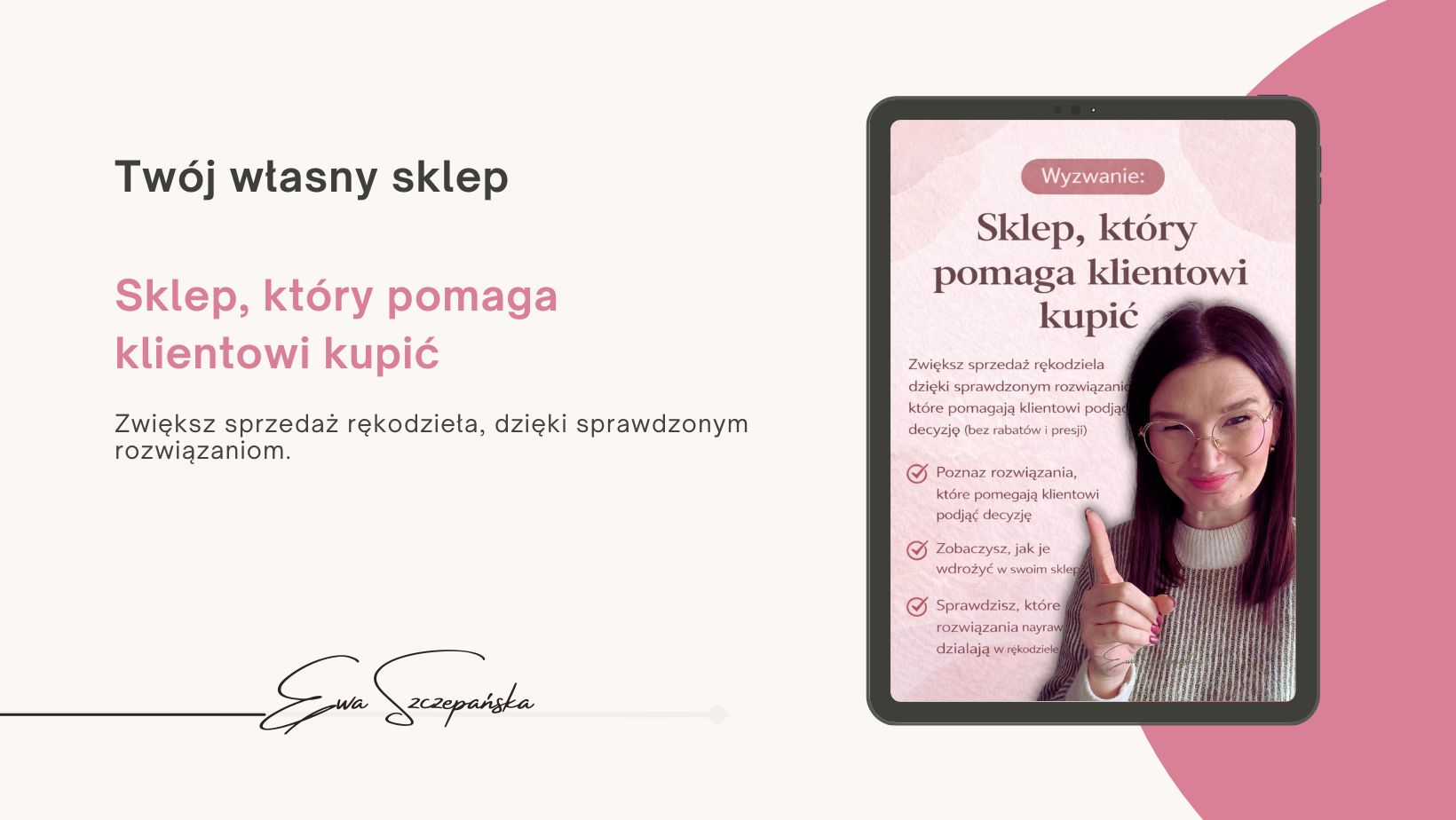 Ewa Szczepańska, ekspertka Etsy, na okładce wyzwania „Sklep, który pomaga klientowi kupić” o zwiększaniu sprzedaży rękodzieła dzięki sprawdzonym rozwiązaniom.