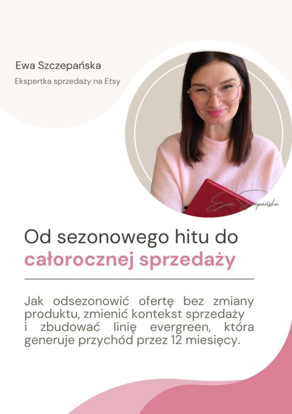 Oczywiście — poniżej masz trzy elementy gotowe do użycia na stronę sprzedaży lub do social mediów. --- ## ✅ ALT TEXT (SEO + dostępność) Grafika promująca warsztat online „Od sezonowego hitu do całorocznej sprzedaży” dla twórczyń rękodzieła z sezonową ofertą, uczący jak odsezonować produkt i sprzedawać przez 12 miesięcy w roku. --- ## ✅ Opis obrazka (np. pod grafikę / w poście) Grafika zapowiada warsztat „Od sezonowego hitu do całorocznej sprzedaży” skierowany do twórczyń rękodzieła, które sprzedają głównie w jednym sezonie (np. Q4, sezon ślubny, Wielkanoc). Szkolenie pokazuje, jak zmienić kontekst sprzedaży, zbudować linię evergreen i ustabilizować przychód bez zmiany produktu. --- ## ✅ Meta opis (do strony sprzedaży – 150–160 znaków) Warsztat dla twórczyń z sezonową ofertą. Dowiedz się, jak odsezonować produkt i sprzedawać przez 12 miesięcy w roku bez zmiany produkcji. --- Jeśli chcesz, mogę też przygotować: * wersję bardziej sprzedażową (pod reklamy), * albo wersję bardziej SEO-techniczną pod stronę lądowania.