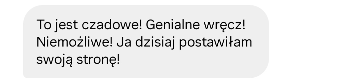 Opinia zadowolonej kursantki o kursie, w którym można postawić stronę ze sztuczną inteligencją
