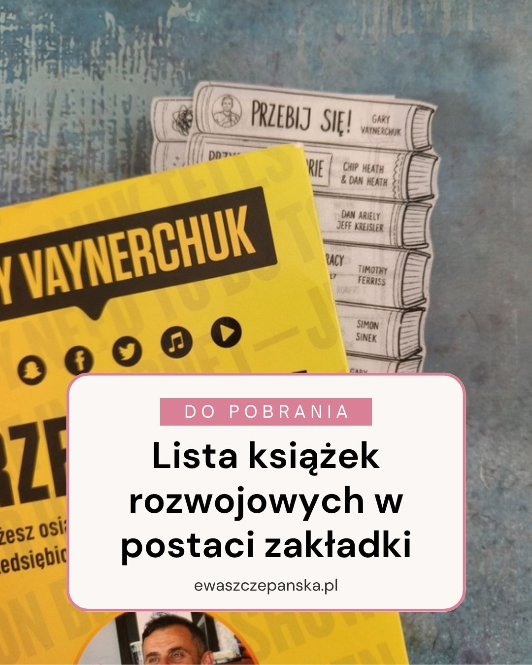 Darmowe zakładki do książek do druku - ilustracja stosu książek z tytułami bestsellerów o biznesie, pieniądzach i rozwoju osobistym